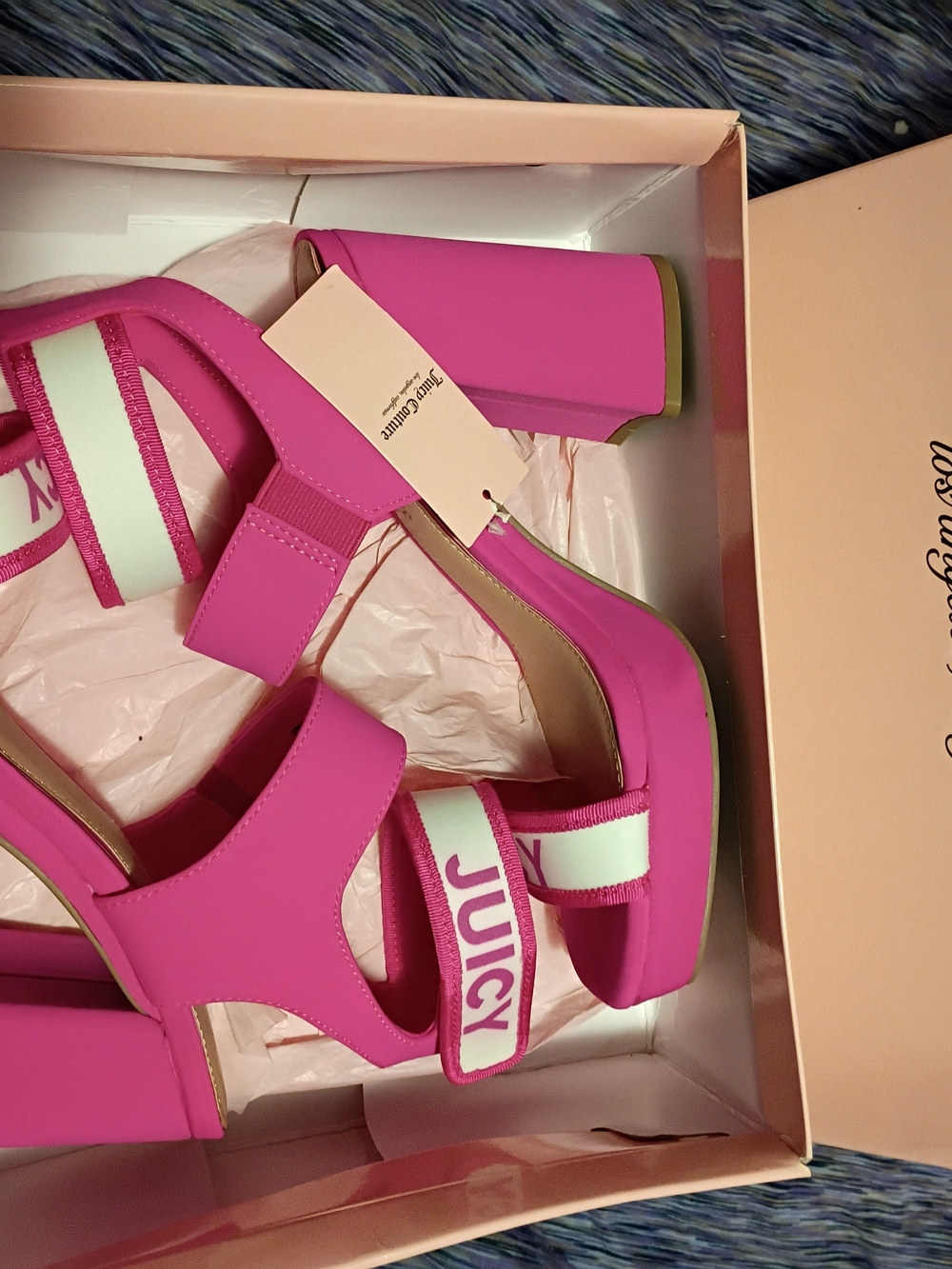 Juicy Couture Bright Pink Platform Block Heel Sandals💕
